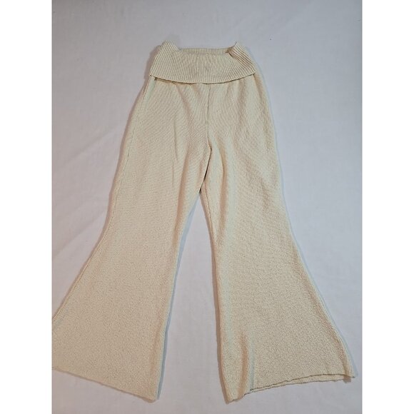 Free People Beach Women Pants Ribbed Knit Foldover Waist Flare Leg Size L - Picture 6 of 16